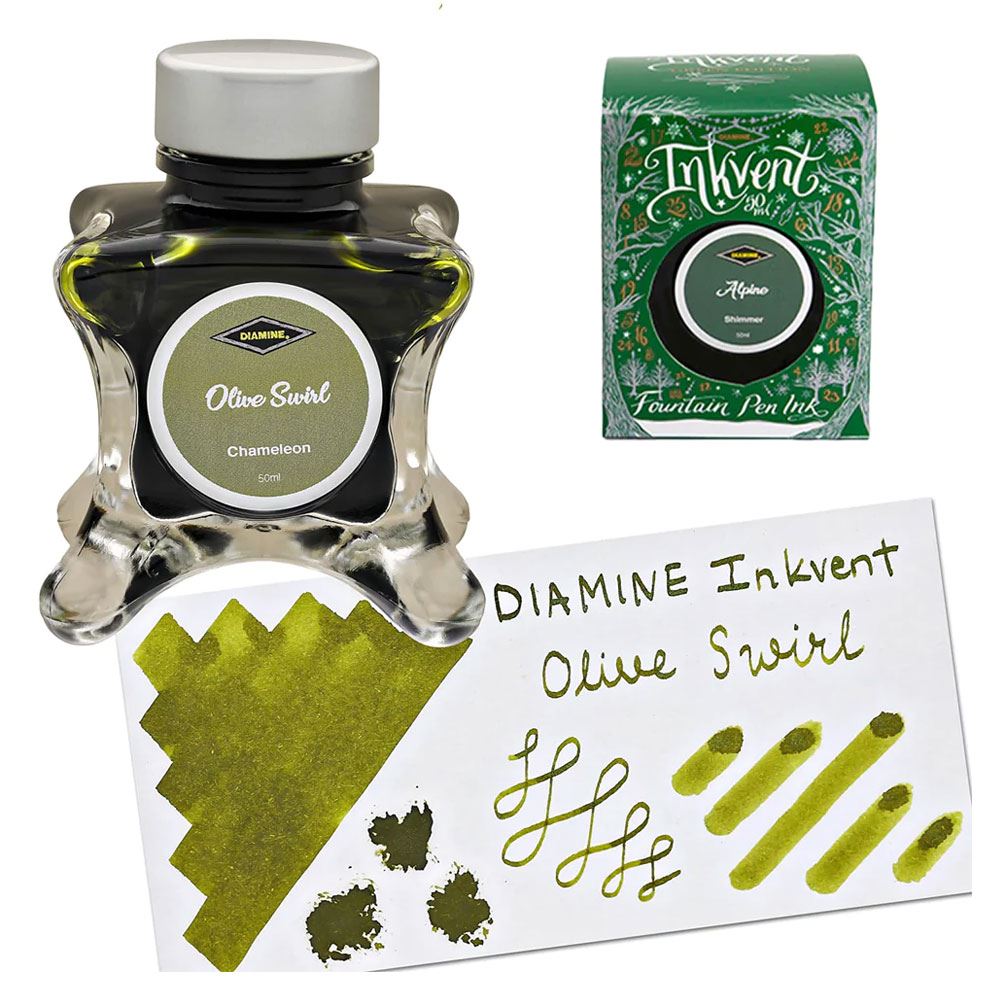 Diamine Inkvent Green Edition Collection Şişe Mürekkep 50ml Olive Swirl