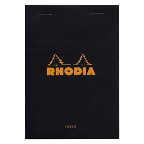 Rhodia Basic Üstten Zımbalı Bloknot A6 Çizgili Siyah Ra136009