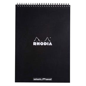 Rhodia NotePad Üstten Spiralli A4 Noktalı Defter Black 185039C
