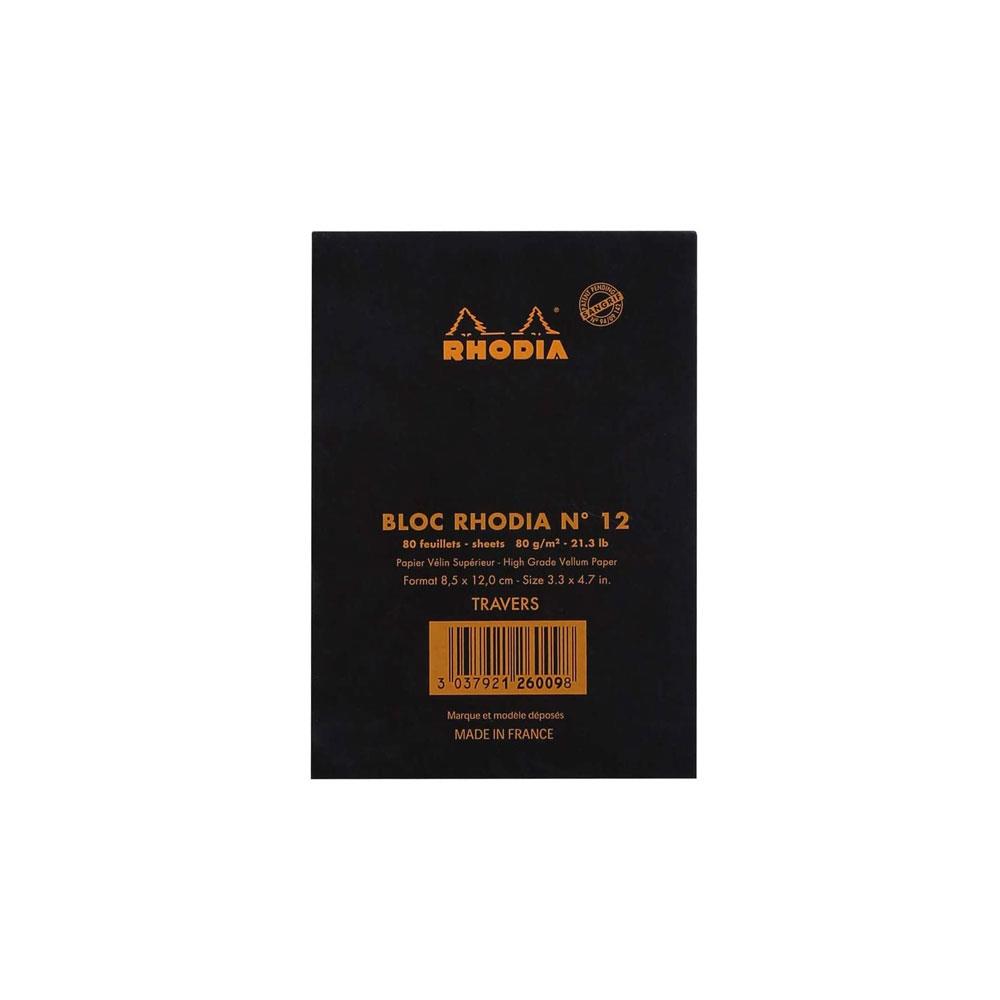 Rhodia Classic Üstten Zımbalı 8,5x12 Çizgili Defter Black 126009C