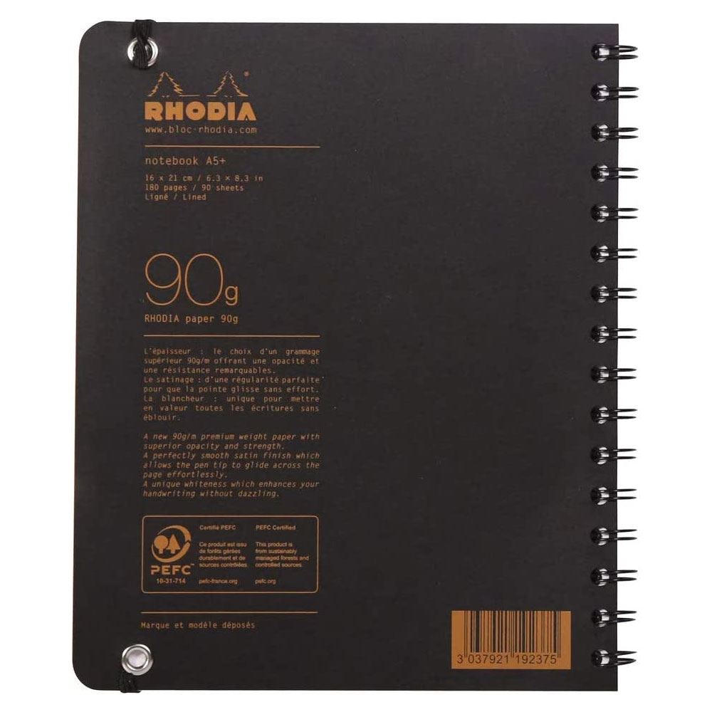 Rhodia A5+ Wirebound Softback Business Notebook Black 119237C