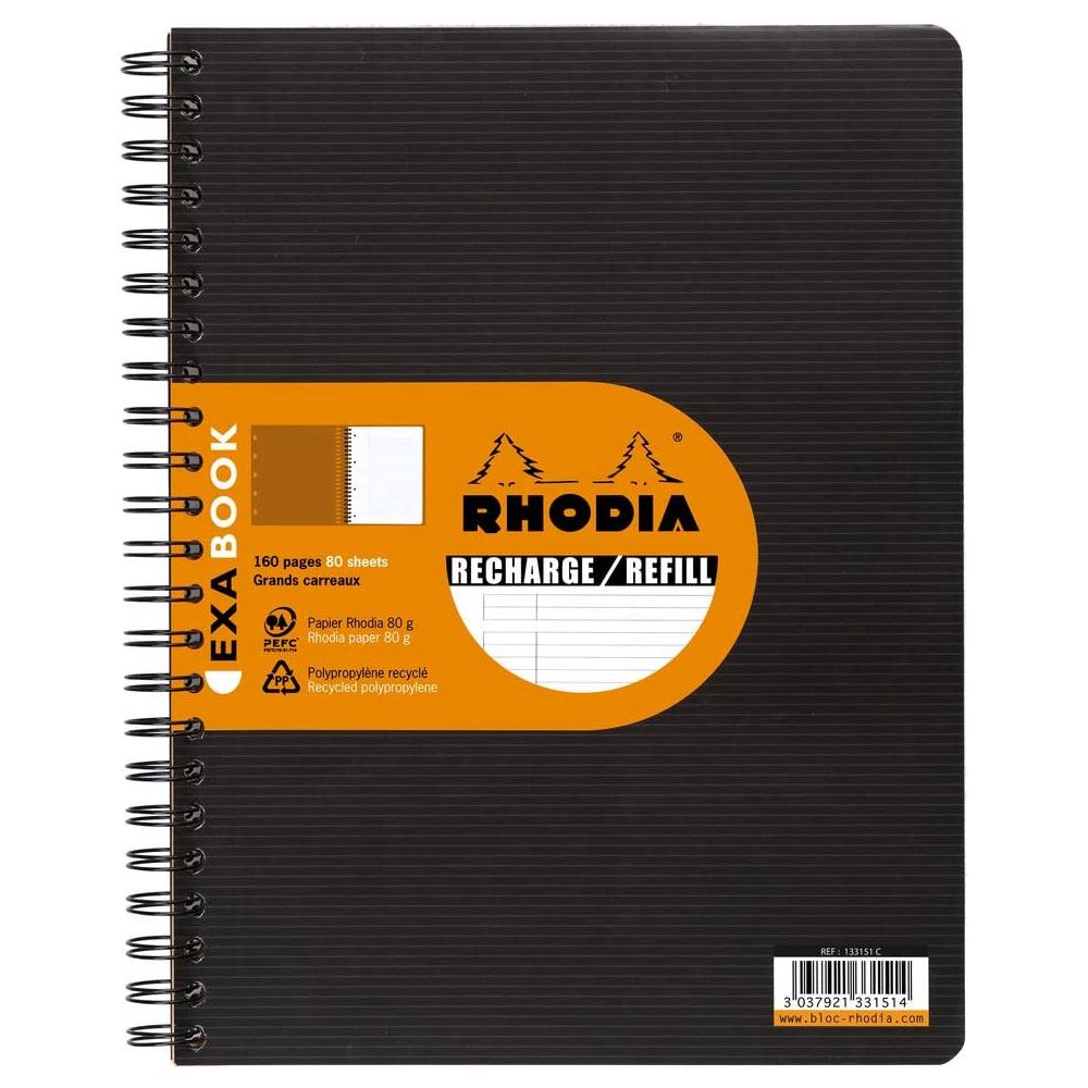 Rhodia ExaBook A4+ Recharge Çizgili Black 133146C
