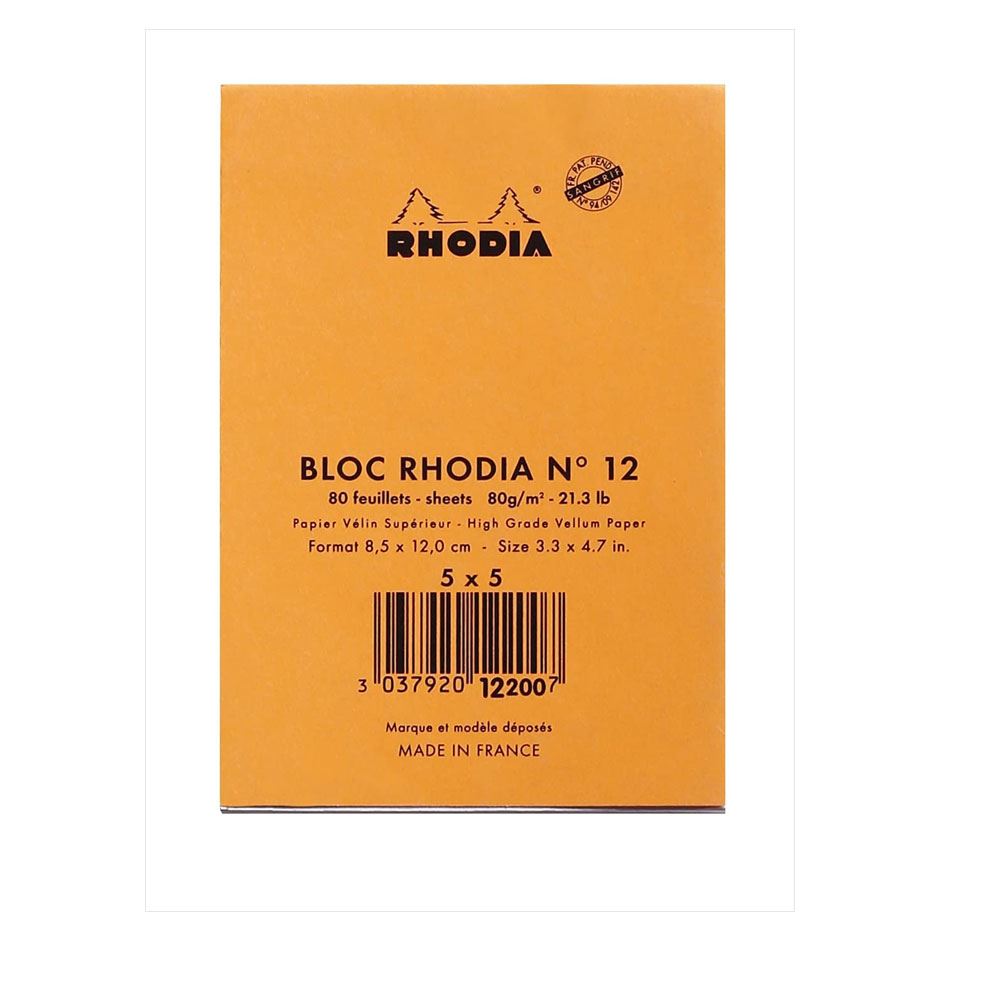 Rhodia Classic Üstten Zımbalı 8,5x12 cm Kareli Defter Orange RB12200