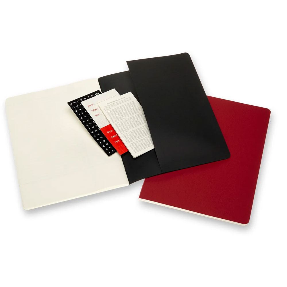 Moleskine Cahier Journals Subject Defter 19x25 Black/Cranberry Red